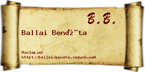 Ballai Benáta névjegykártya
